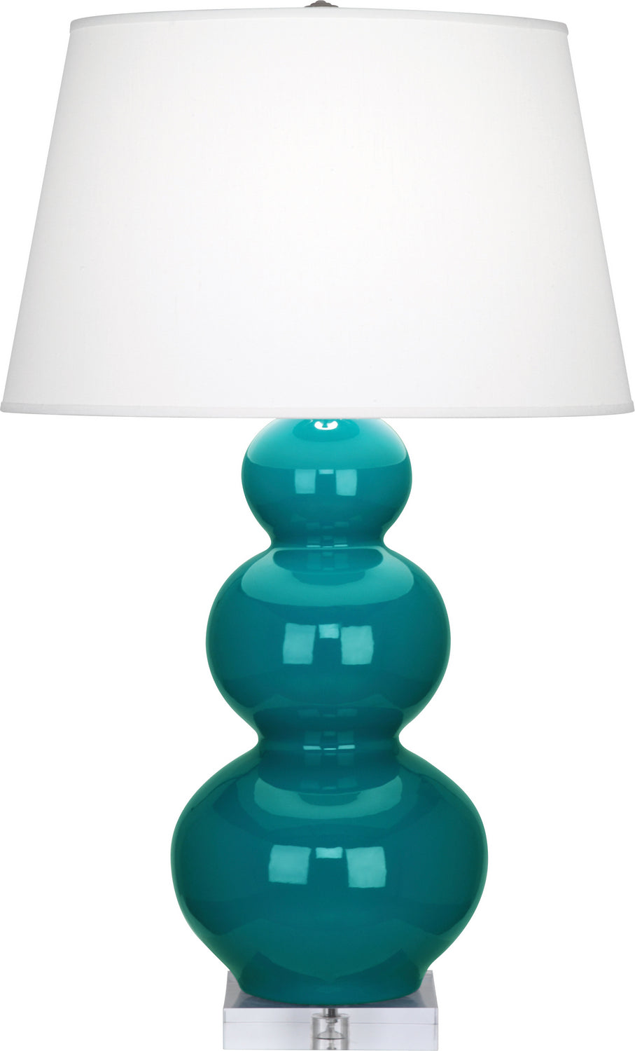 Robert Abbey - One Light Table Lamp - Triple Gourd - Peacock Glazed Ceramic w/Lucite Base- Union Lighting Luminaires Decor