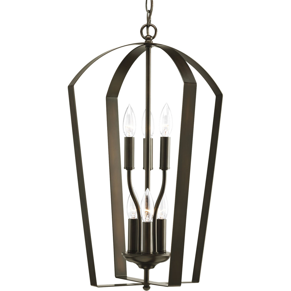 Progress Canada - Six Light Foyer Pendant - Gather - Antique Bronze- Union Lighting Luminaires Decor