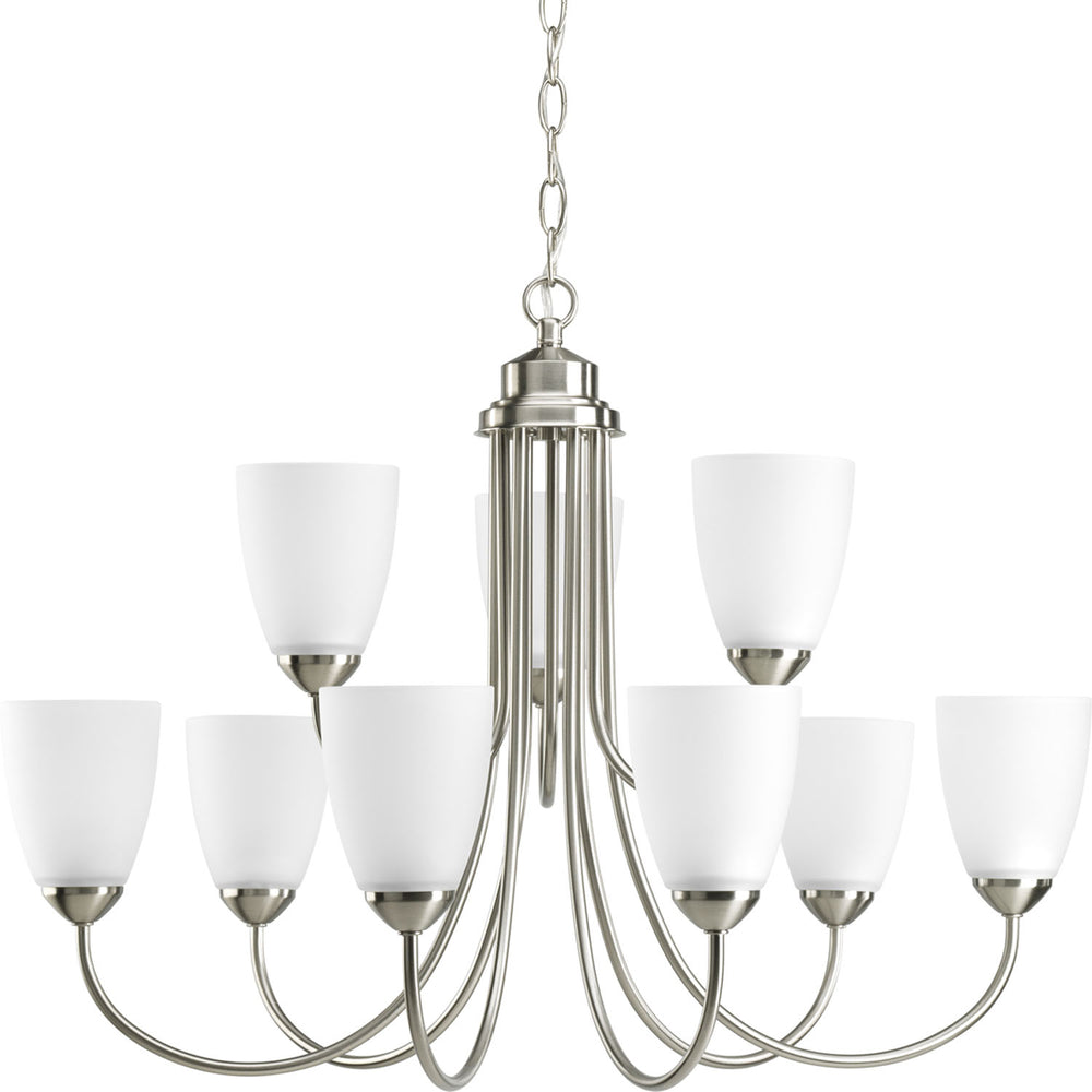 Progress Canada - Nine Light Chandelier - Gather - Brushed Nickel- Union Lighting Luminaires Decor