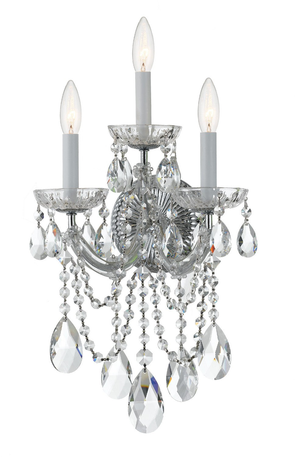Crystorama - Three Light Wall Sconce - Maria Theresa - Polished Chrome- Union Lighting Luminaires Decor