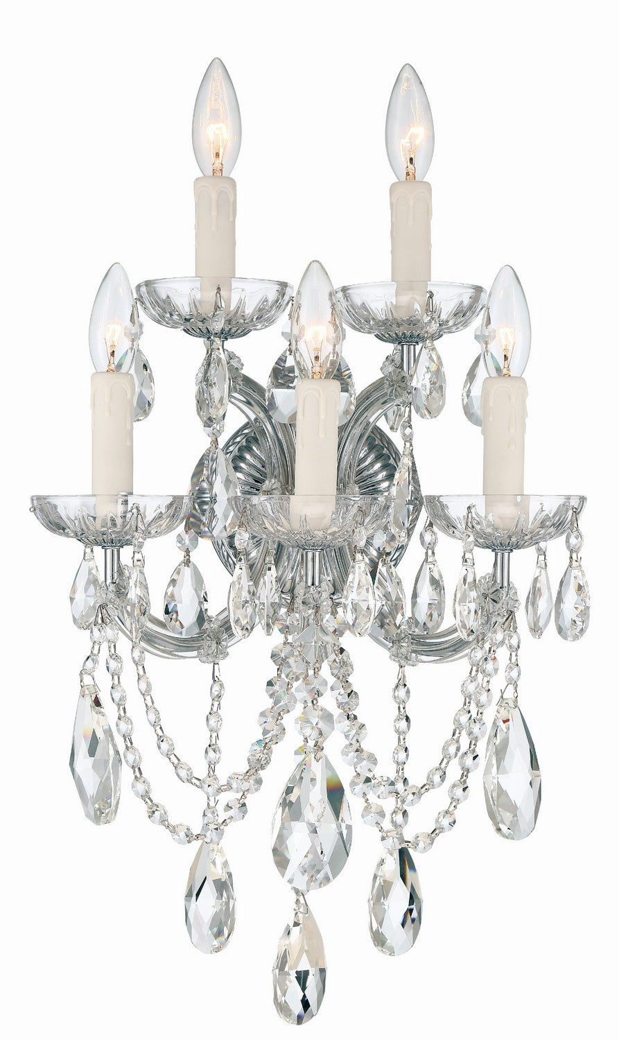Crystorama - Five Light Wall Sconce - Maria Theresa - Polished Chrome- Union Lighting Luminaires Decor