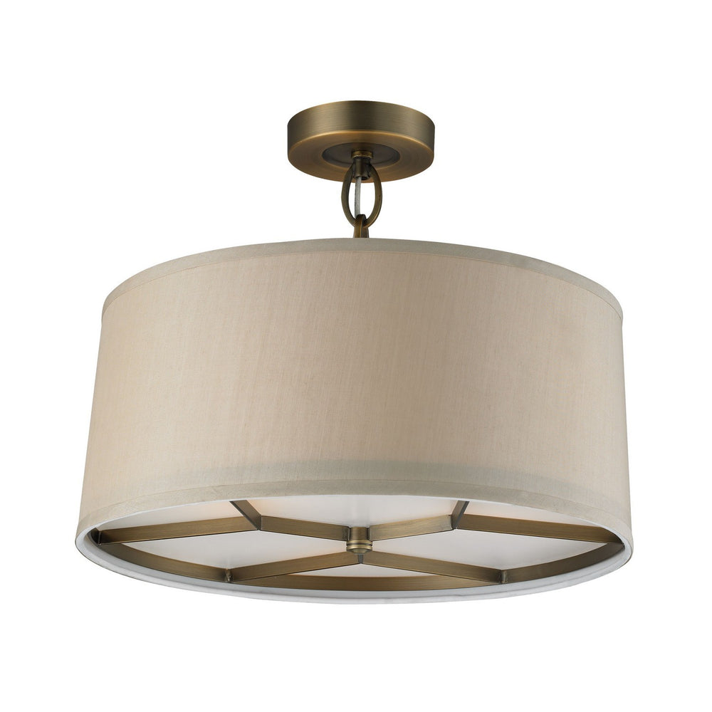 ELK Home - Three Light Semi Flush Mount - Baxter - Brushed Antique Brass- Union Lighting Luminaires Decor