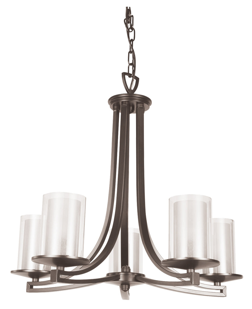 DVI Canada - Five Light Chandelier - Essex - Buffed Nickel w/Half Opal Glass- Union Lighting Luminaires Decor