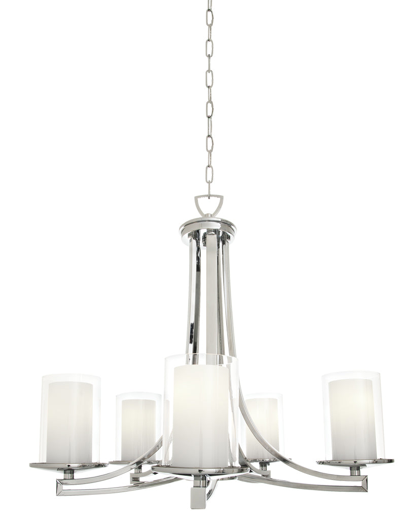 DVI Canada - Five Light Chandelier - Essex - Chrome w/Half Opal Glass- Union Lighting Luminaires Decor