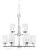 Generation Lighting Canada - Nine Light Chandelier - Oslo - Chrome- Union Lighting Luminaires Decor