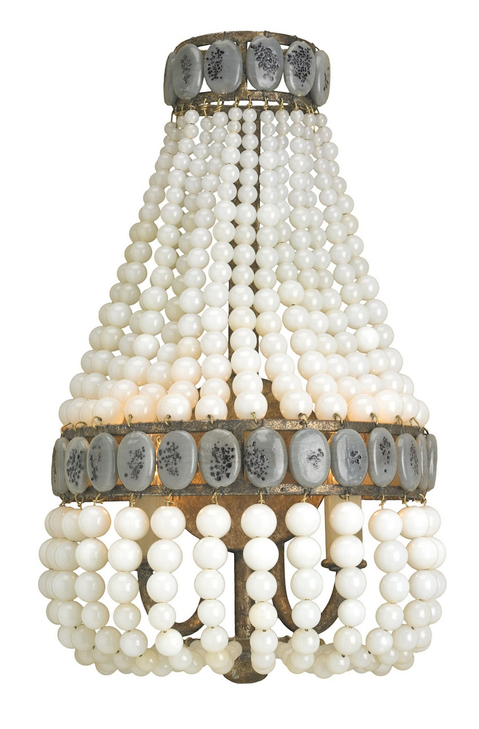 Currey and Company - Two Light Wall Sconce - Lana Brass Wall Sconce - Pyrite Bronze/Cream/Gray- Union Lighting Luminaires Decor