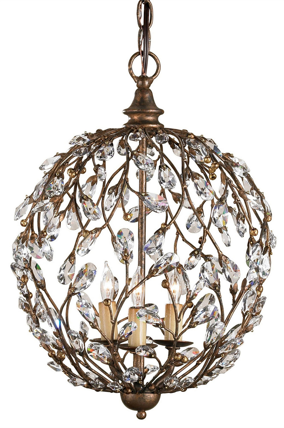 Currey and Company - Three Light Chandelier - Crystal Bud - Cupertino- Union Lighting Luminaires Decor