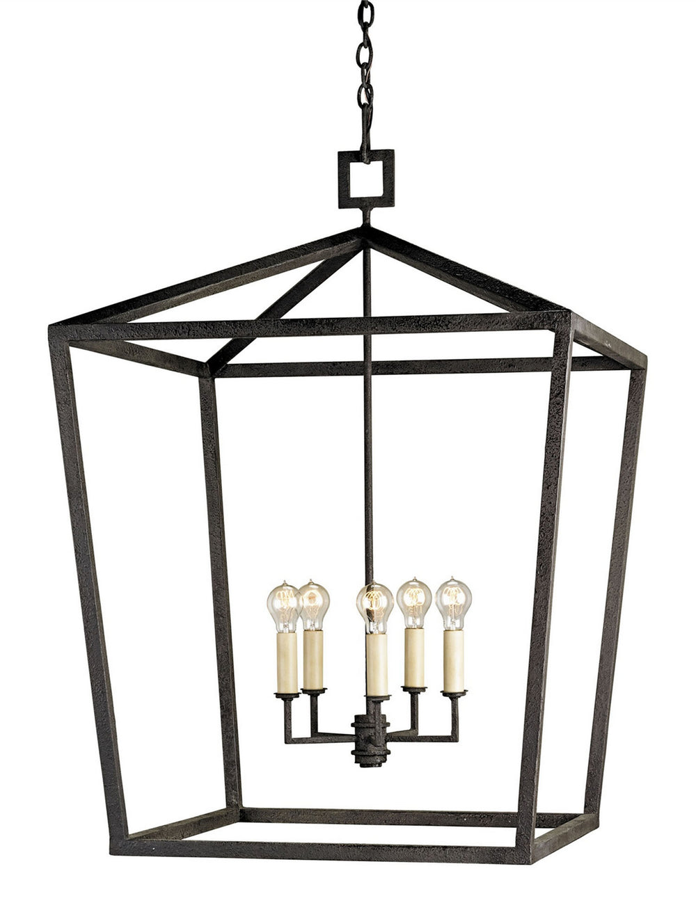 Currey and Company - Five Light Lantern - Denison Collection - Molé Black- Union Lighting Luminaires Decor