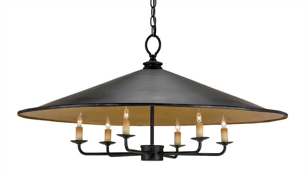 Currey and Company - Six Light Chandelier - Brussels Black Chandelier - French Black/Contemporary Gold- Union Lighting Luminaires Decor
