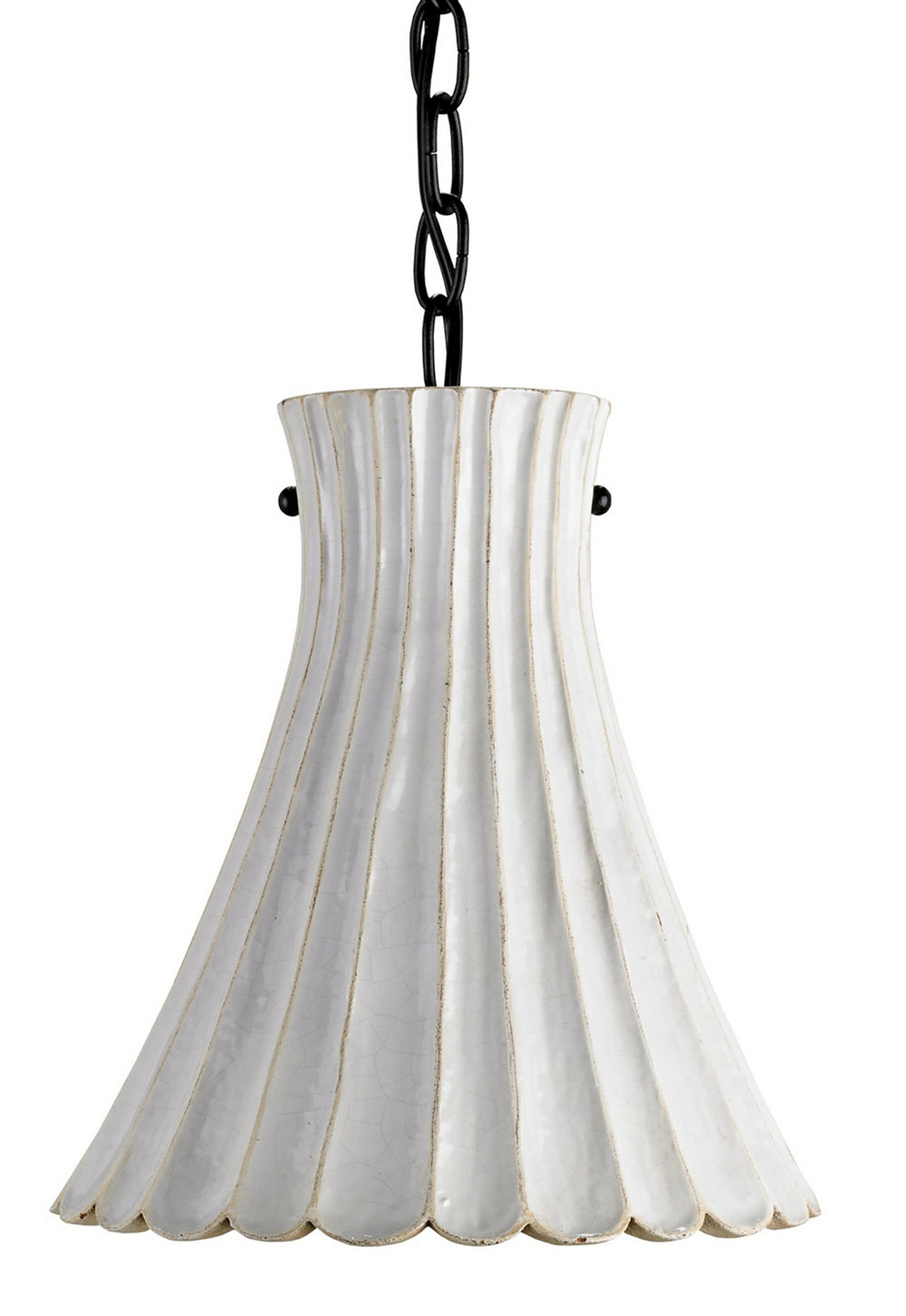Currey and Company - One Light Pendant - Jazz - White Crackle/Satin Black- Union Lighting Luminaires Decor