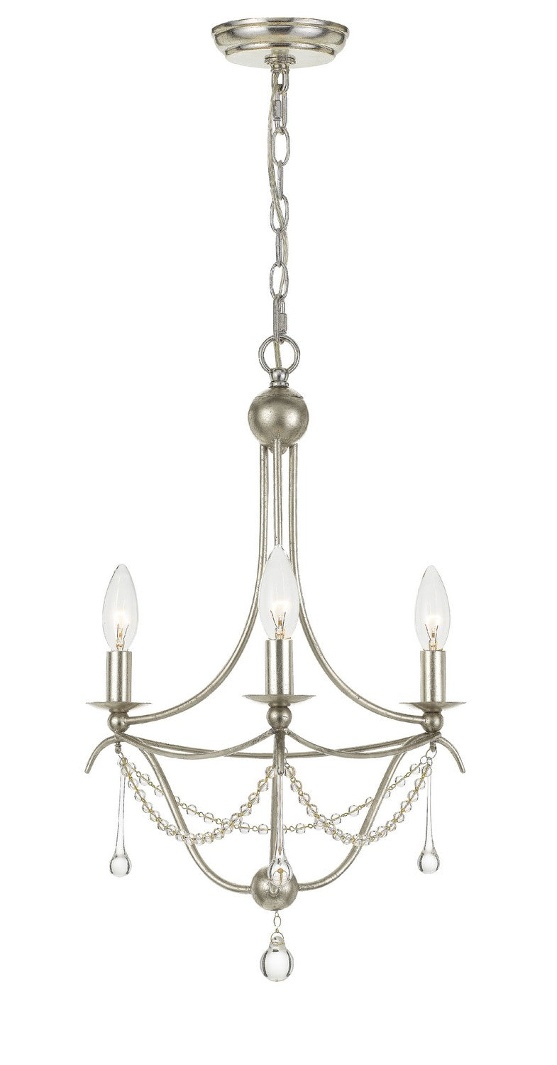 Crystorama - Three Light Mini Chandelier - Metro - Antique Silver- Union Lighting Luminaires Decor