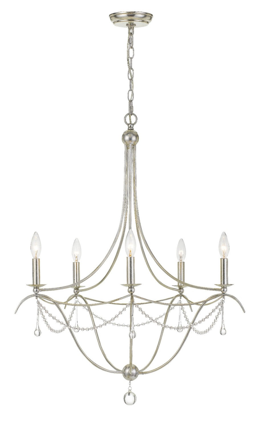 Crystorama - Five Light Chandelier - Metro - Antique Silver- Union Lighting Luminaires Decor