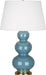 Robert Abbey - One Light Table Lamp - Triple Gourd - Steel Blue Glazed Ceramic w/Antique Brass- Union Lighting Luminaires Decor