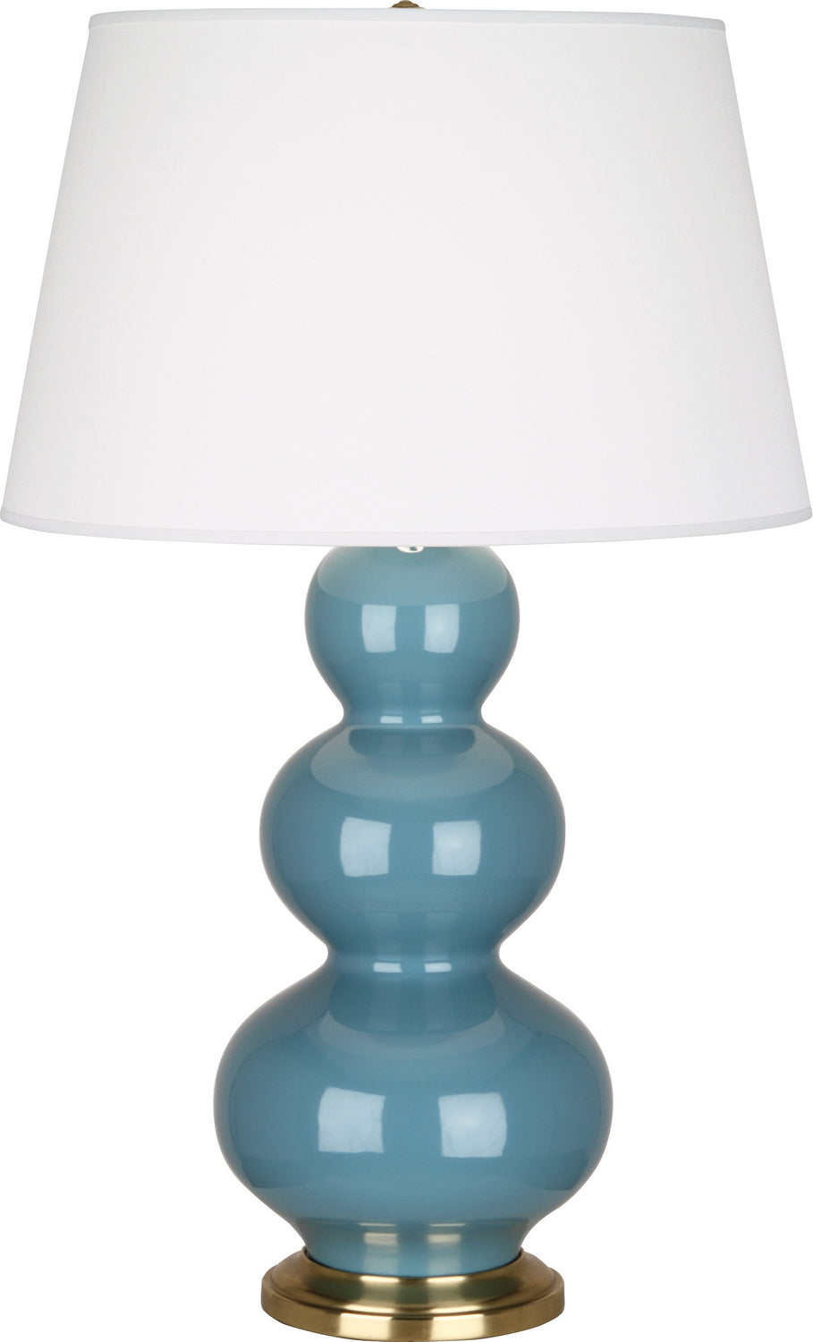 Robert Abbey - One Light Table Lamp - Triple Gourd - Steel Blue Glazed Ceramic w/Antique Brass- Union Lighting Luminaires Decor