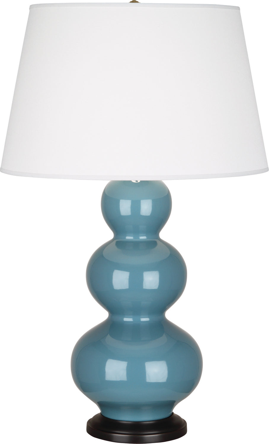 Robert Abbey - One Light Table Lamp - Triple Gourd - Steel Blue Glazed Ceramic w/Deep Patina Bronze- Union Lighting Luminaires Decor
