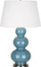 Robert Abbey - One Light Table Lamp - Triple Gourd - Steel Blue Glazed Ceramic w/Antique Silver- Union Lighting Luminaires Decor