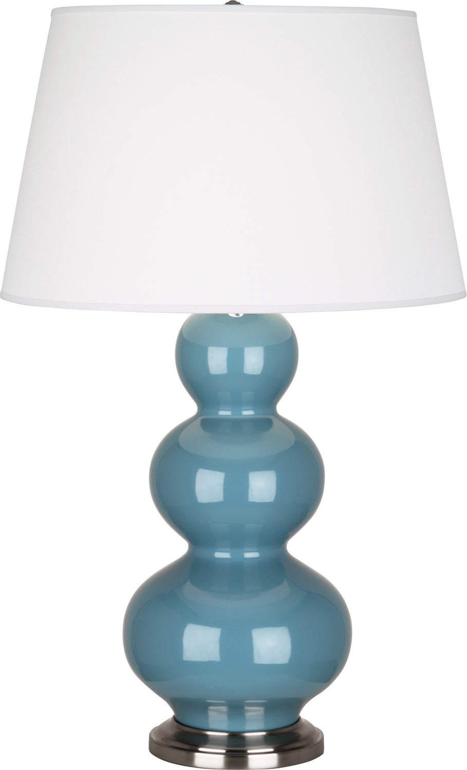 Robert Abbey - One Light Table Lamp - Triple Gourd - Steel Blue Glazed Ceramic w/Antique Silver- Union Lighting Luminaires Decor