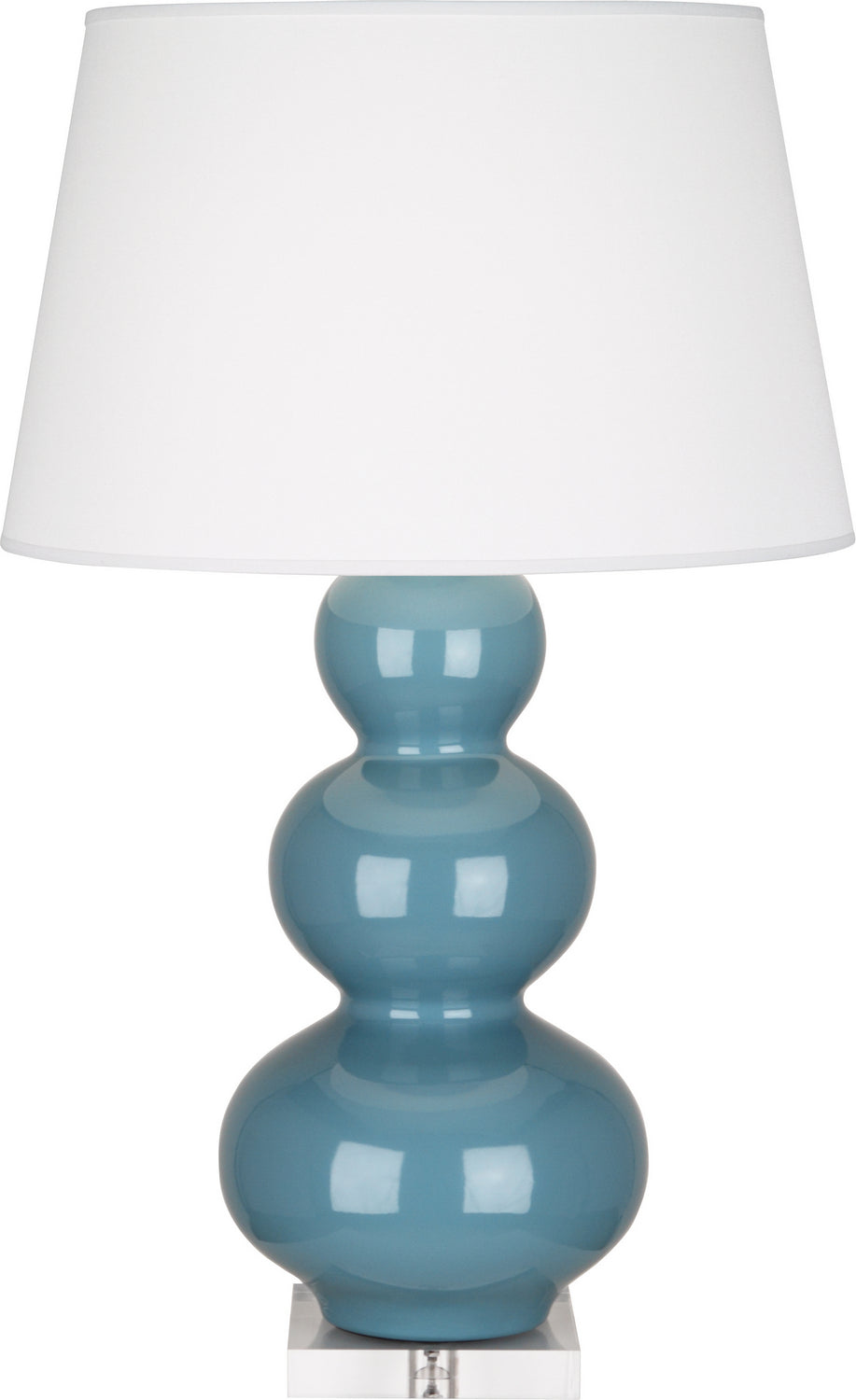 Robert Abbey - One Light Table Lamp - Triple Gourd - Steel Blue Glazed Ceramic w/Lucite Base- Union Lighting Luminaires Decor
