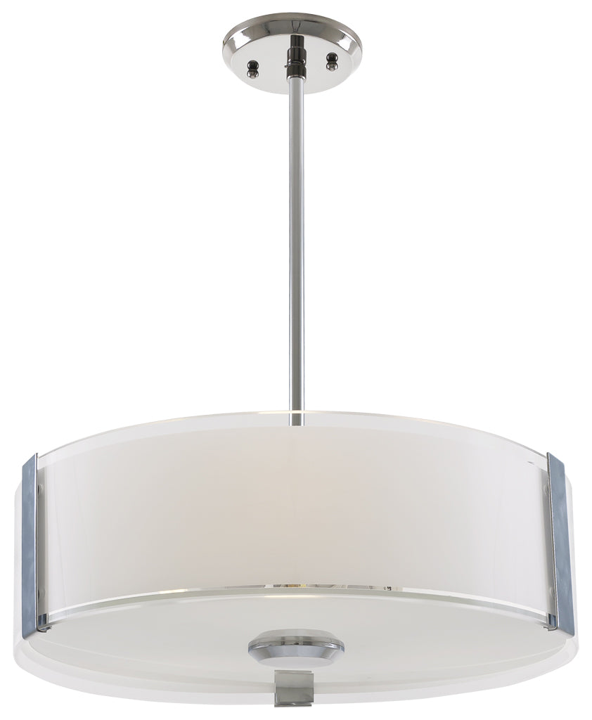 DVI Canada - Three Light Pendant - Zurich - Chrome w/Silk Screened Opal Glass- Union Lighting Luminaires Decor