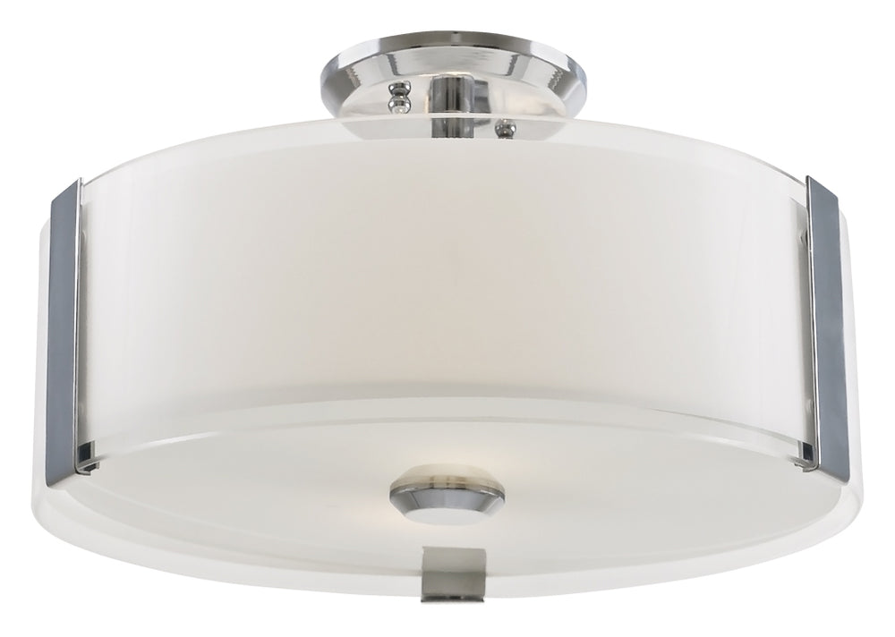 DVI Canada - Three Light Semi-Flush Mount - Zurich - Chrome w/Silk Screened Opal Glass- Union Lighting Luminaires Decor