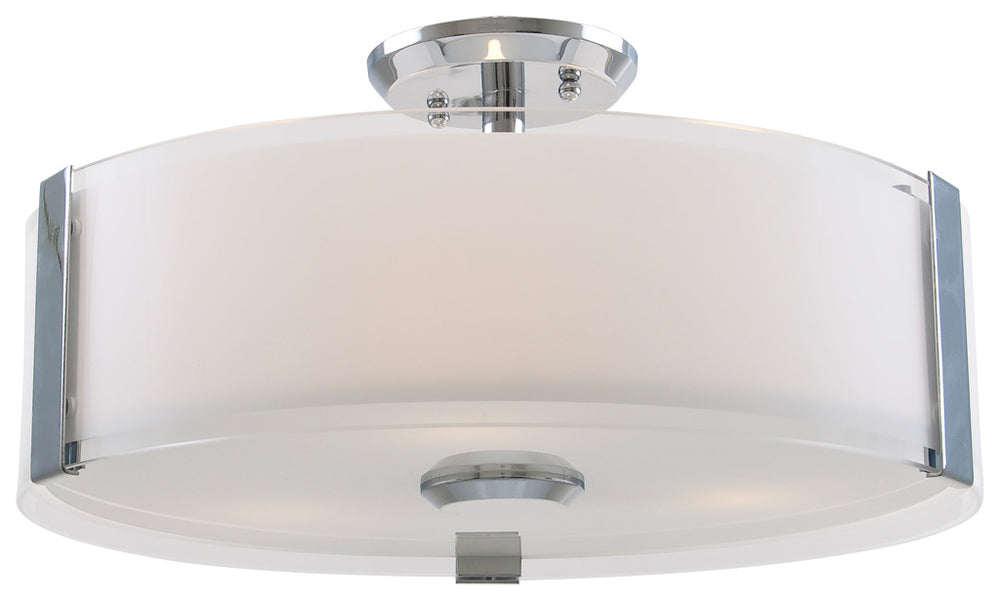 DVI Canada - Three Light Semi-Flush Mount - Zurich - Chrome w/Silk Screened Opal Glass- Union Lighting Luminaires Decor