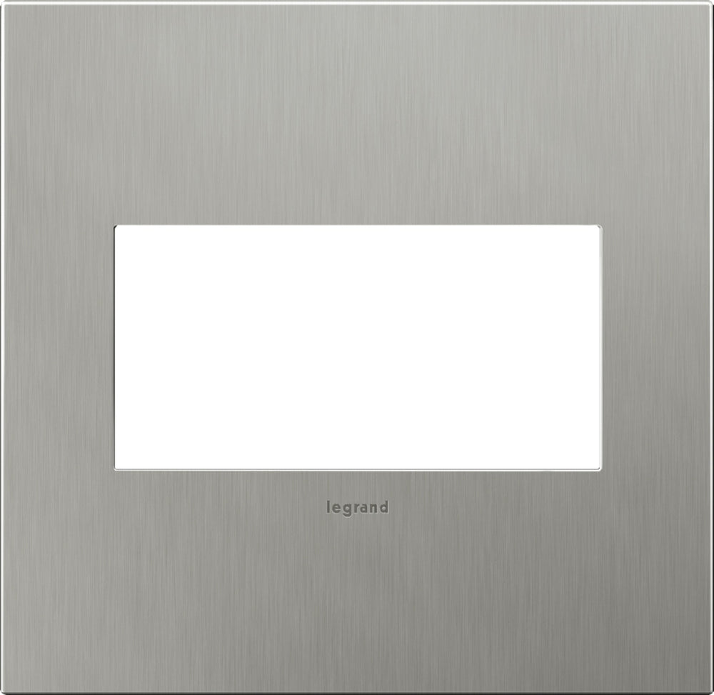 Legrand Canada - Two-Gang Screwless Wall Plate - Adorne - Brushed Stainless Steel- Union Lighting Luminaires Decor