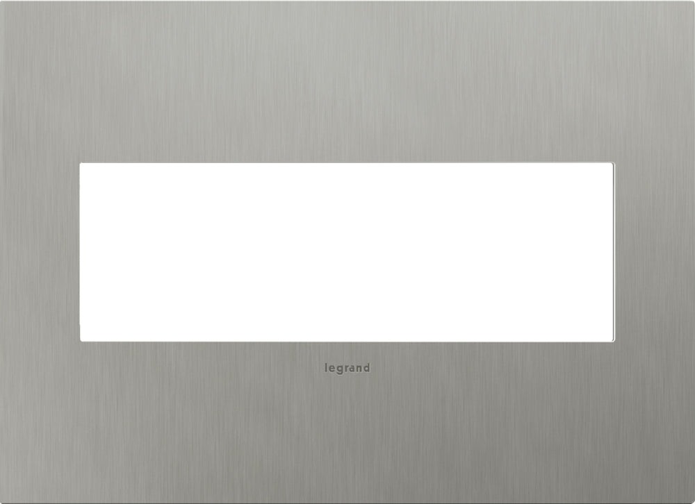 Legrand Canada - Three-Gang Screwless Wall Plate - Adorne - Brushed Stainless Steel- Union Lighting Luminaires Decor