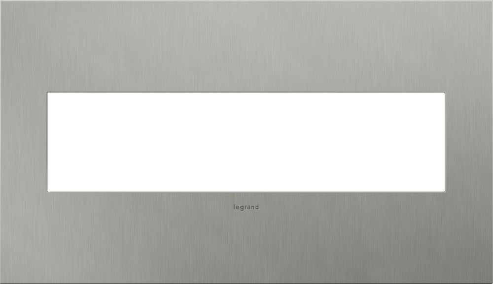 Legrand Canada - Four-Gang Screwless Wall Plate - Adorne - Brushed Stainless Steel- Union Lighting Luminaires Decor