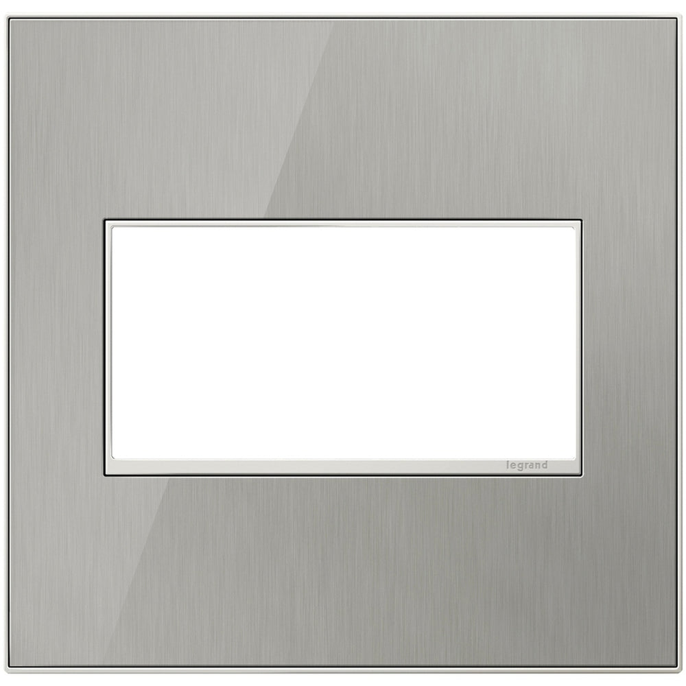 Legrand Canada - Two-Gang Screwless Wall Plate - Adorne - Brushed Stainless- Union Lighting Luminaires Decor