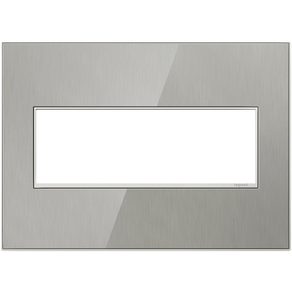 Legrand Canada - Three-Gang Screwless Wall Plate - Adorne - Brushed Stainless- Union Lighting Luminaires Decor