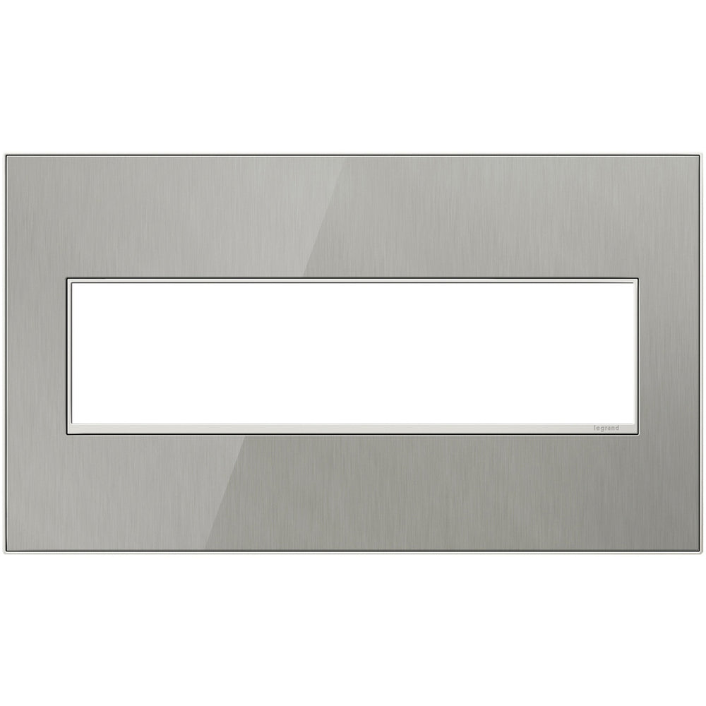 Legrand Canada - Four-Gang Screwless Wall Plate - Adorne - Brushed Stainless- Union Lighting Luminaires Decor