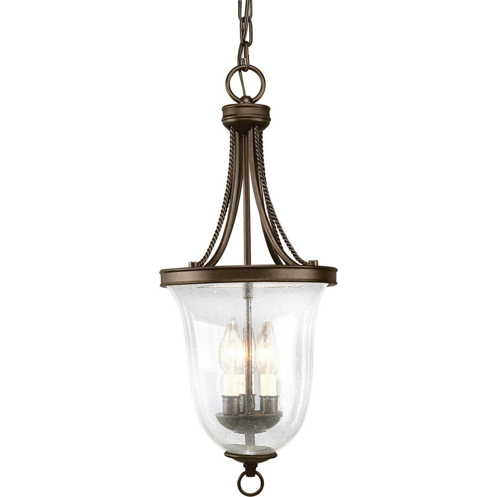 Progress Canada - Three Light Foyer Pendant - Seeded Glass - Antique Bronze- Union Lighting Luminaires Decor