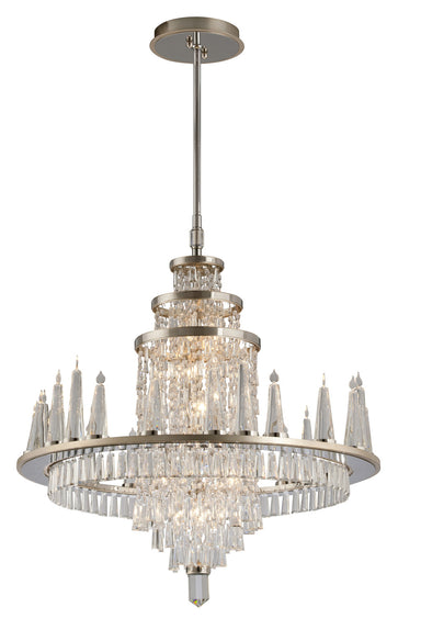 Corbett Lighting - 34 Light Chandelier - Illusion - Silver Leaf Polished Stainless- Union Lighting Luminaires Decor