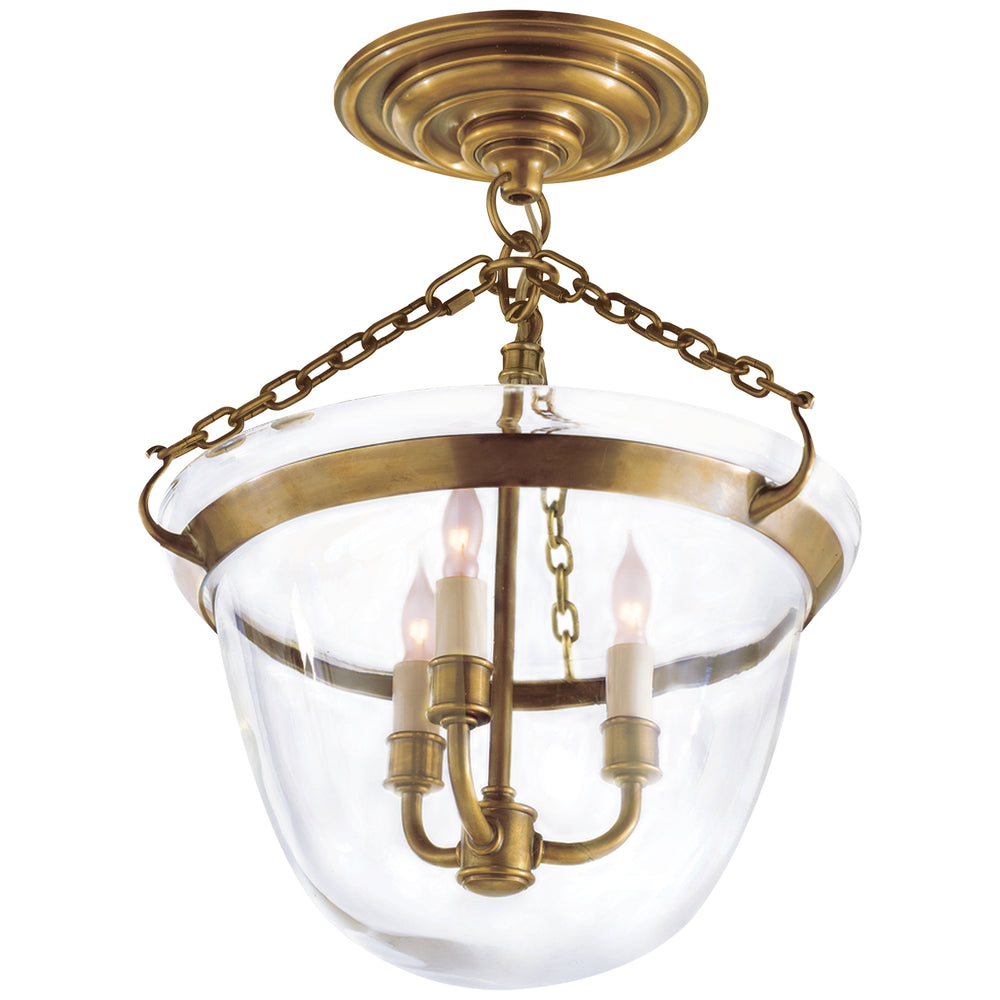 Visual Comfort Signature Canada - Three Light Semi-Flush Mount - Country Bell Jar - Antique-Burnished Brass- Union Lighting Luminaires Decor