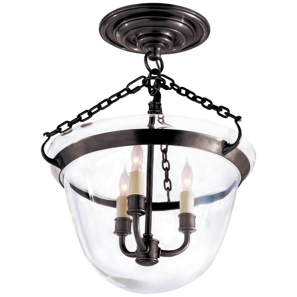 Visual Comfort Signature Canada - Three Light Semi-Flush Mount - Country Bell Jar - Bronze- Union Lighting Luminaires Decor