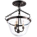 Visual Comfort Signature Canada - Three Light Semi-Flush Mount - Country Bell Jar - Bronze- Union Lighting Luminaires Decor