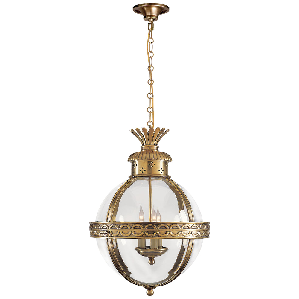 Visual Comfort Signature Canada - Three Light Lantern - Crown Top Globe - Antique-Burnished Brass- Union Lighting Luminaires Decor