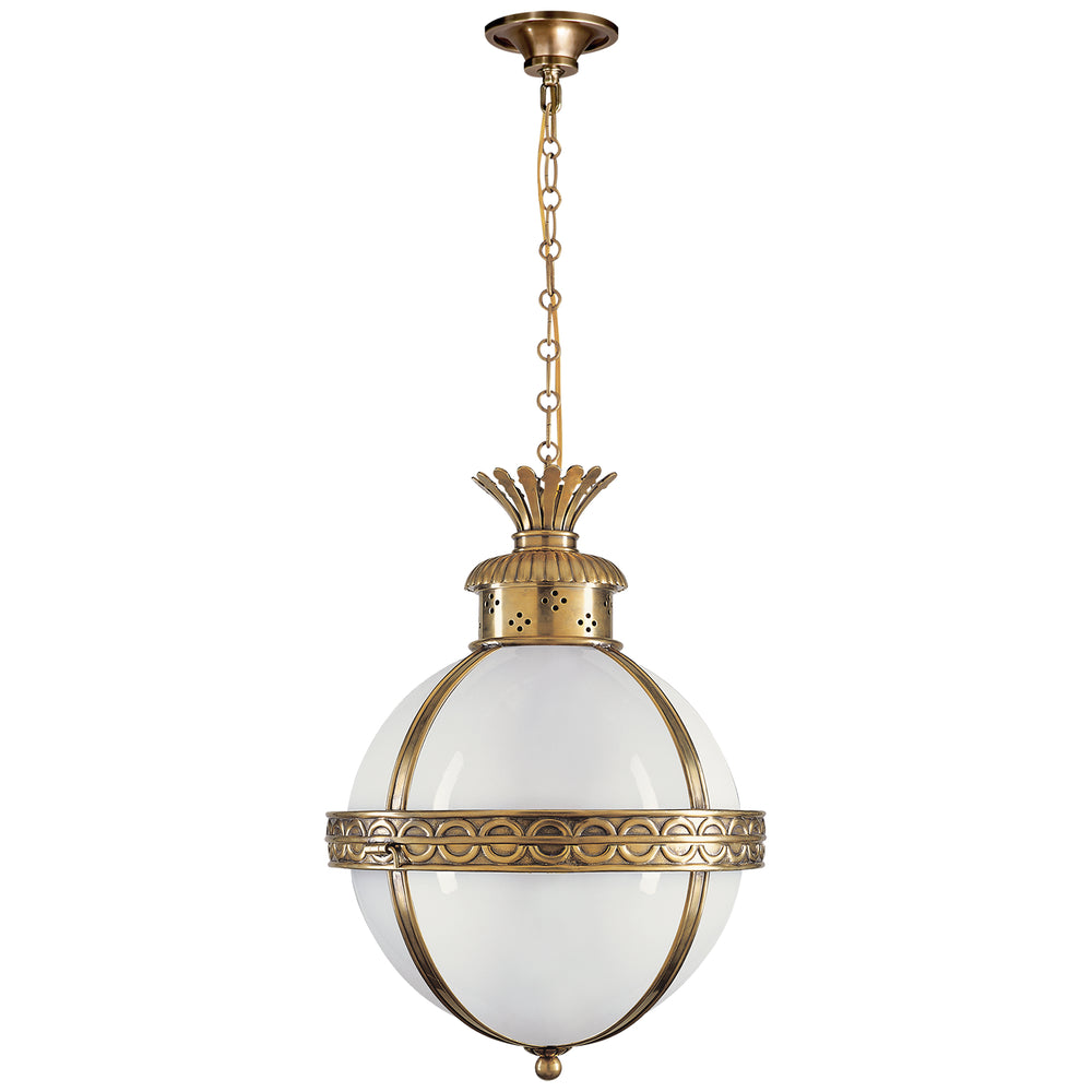 Visual Comfort Signature Canada - Three Light Lantern - Crown Top Globe - Antique-Burnished Brass- Union Lighting Luminaires Decor