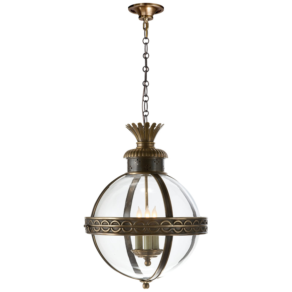 Visual Comfort Signature Canada - Three Light Lantern - Crown Top Globe - Bronze with Antique Brass- Union Lighting Luminaires Decor