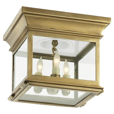 Visual Comfort Signature Canada - Three Light Flush Mount - Club Square - Antique-Burnished Brass- Union Lighting Luminaires Decor