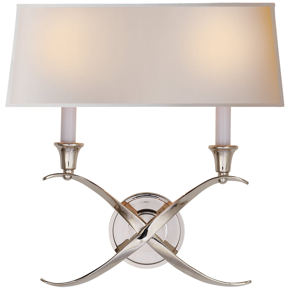 Visual Comfort Signature Canada - Two Light Wall Sconce - Cross Bouillotte - Polished Nickel- Union Lighting Luminaires Decor