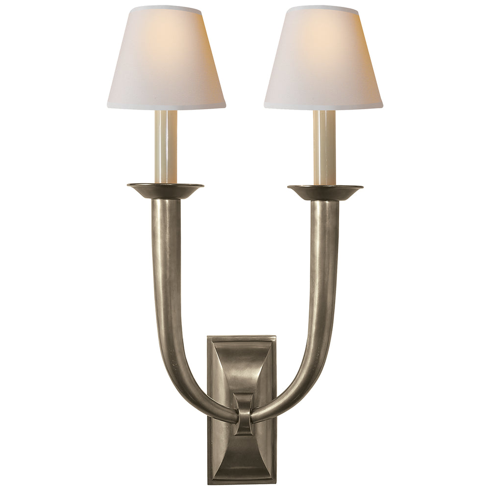 Visual Comfort Signature Canada - Two Light Wall Sconce - French Deco Horn - Antique Nickel- Union Lighting Luminaires Decor