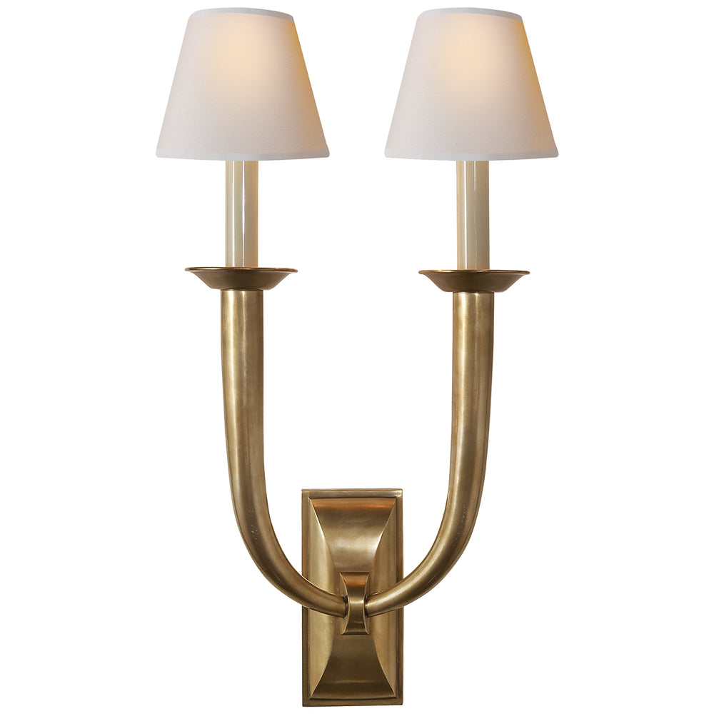 Visual Comfort Signature Canada - Two Light Wall Sconce - French Deco Horn - Hand-Rubbed Antique Brass- Union Lighting Luminaires Decor