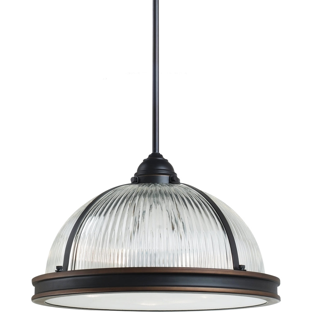 Generation Lighting Canada - Three Light Pendant - Pratt Street Prismatic - Autumn Bronze- Union Lighting Luminaires Decor
