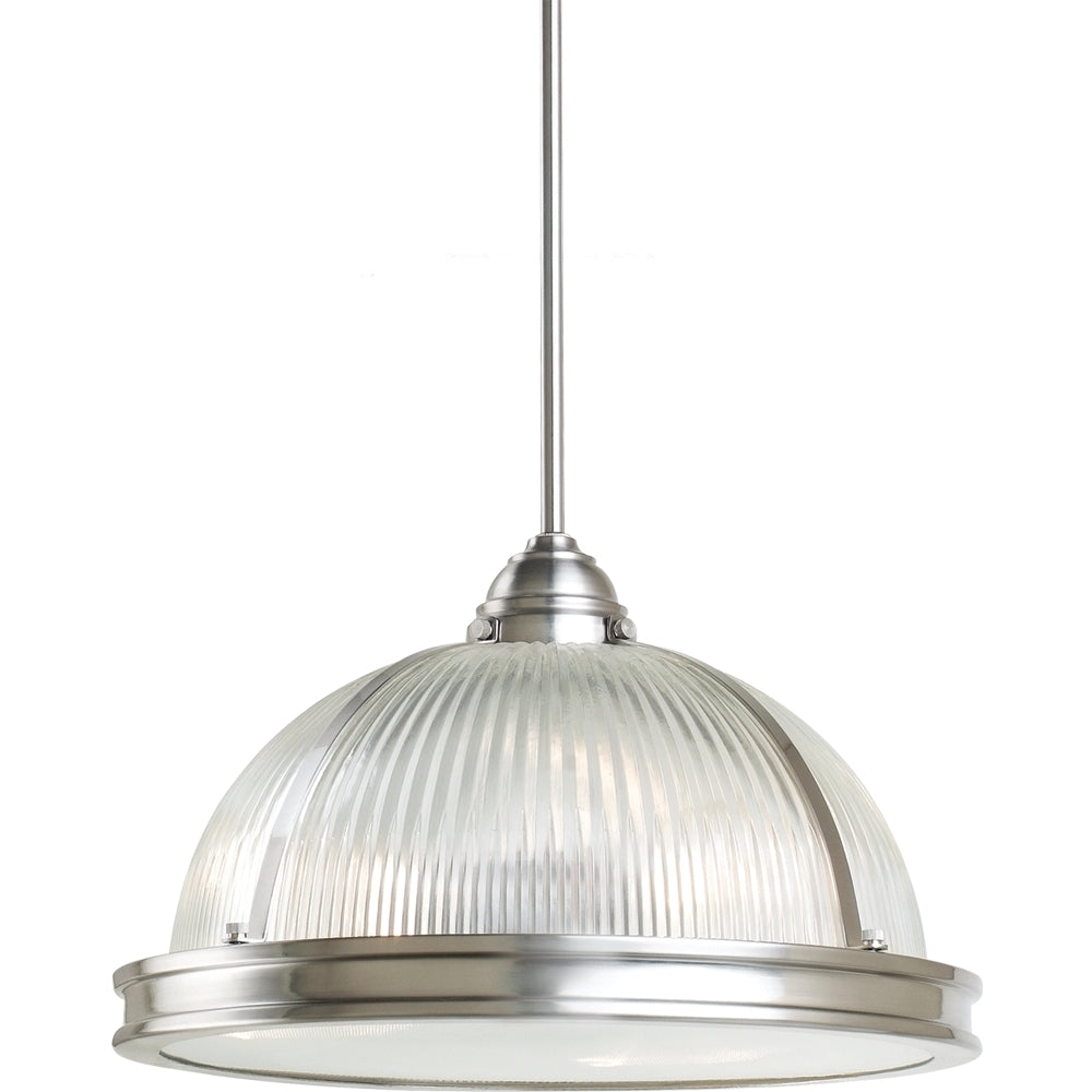 Generation Lighting Canada - Three Light Pendant - Pratt Street Prismatic - Brushed Nickel- Union Lighting Luminaires Decor