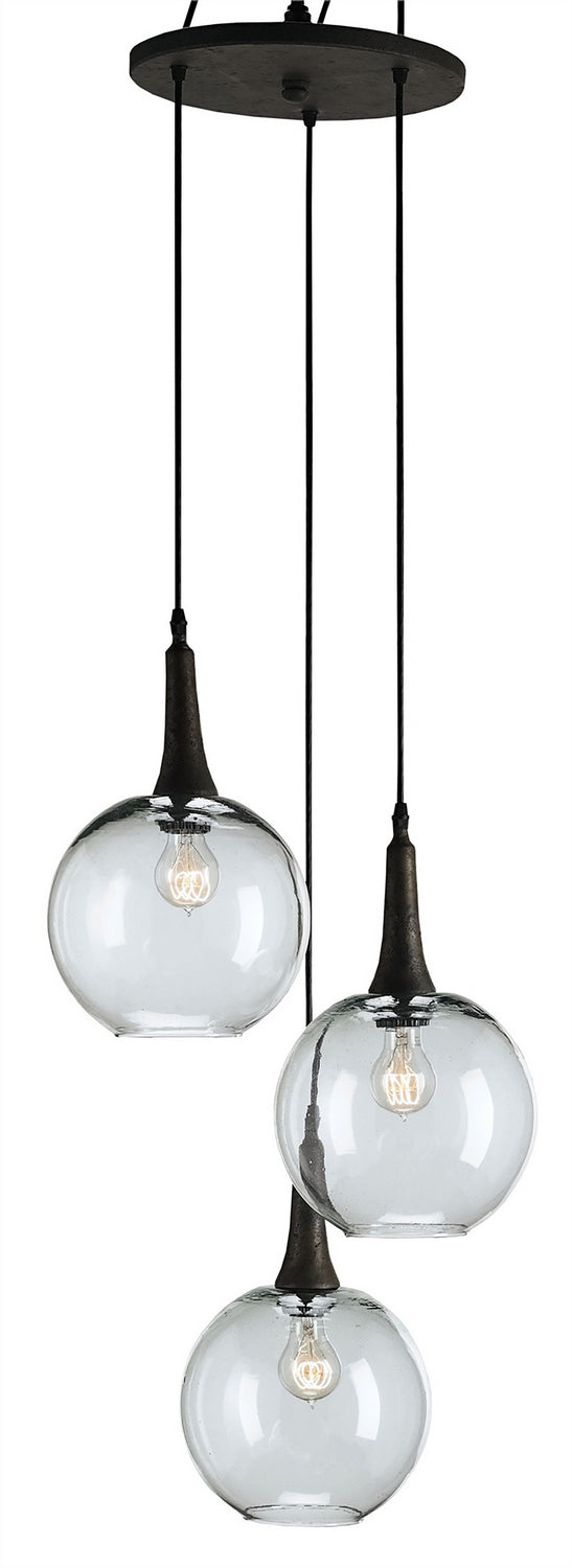 Currey and Company - Three Light Pendant - Beckett Collection - Emery Rust- Union Lighting Luminaires Decor