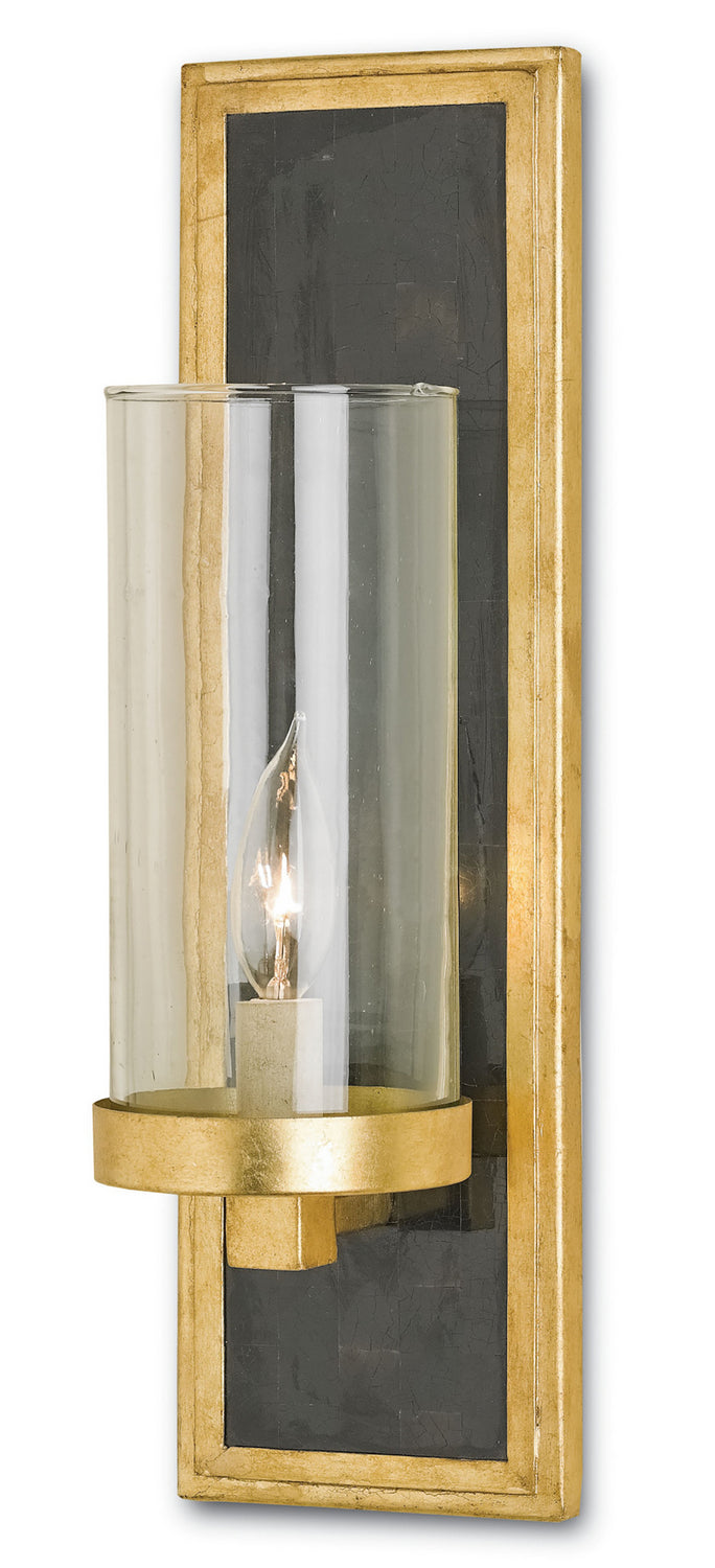 Currey and Company - One Light Wall Sconce - Charade - Contemporary Gold Leaf/Black Penshell Crackle- Union Lighting Luminaires Decor