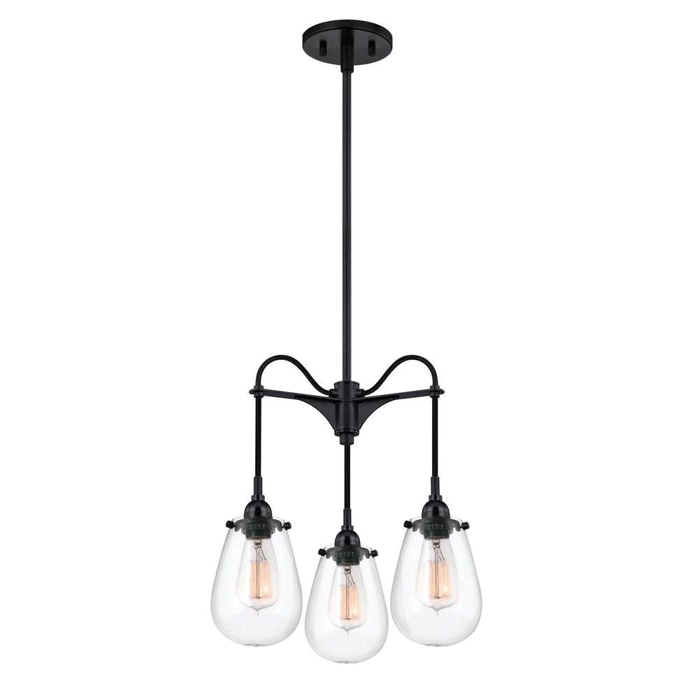 Sonneman - Three Light Pendant - Chelsea - Satin Black- Union Lighting Luminaires Decor
