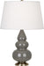 Robert Abbey - One Light Accent Lamp - Small Triple Gourd - Ash Glazed Ceramic w/Antique Brass- Union Lighting Luminaires Decor