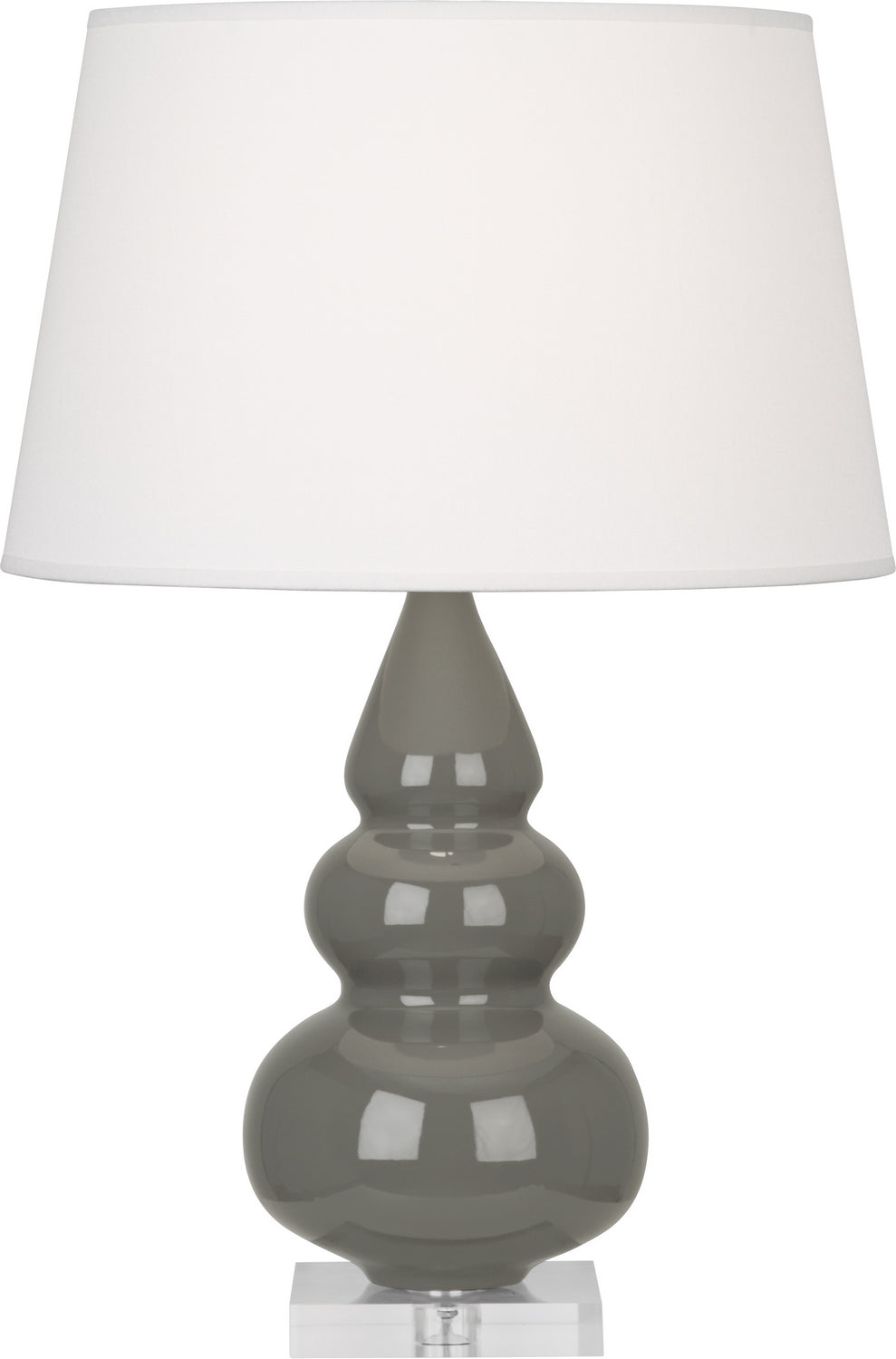 Robert Abbey - One Light Accent Lamp - Small Triple Gourd - Ash Glazed Ceramic w/Lucite Base- Union Lighting Luminaires Decor